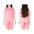 thumbnail image 2 of Beezizac Satin Pajamas for Girls - Baby Pink Cute Silky Summer Shorts Soft PJ Set Size 10, 2 of 7