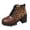 Brown, variant on Womens Ankle Boots Leopard Print Chunky Platform Heel Lace Up Lug Sole Trendy Fall Short Booties Size 6-9
