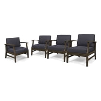 Noble House Perla Outdoor Acacia Wood Club Chair in Dark Gray (Set of 4)