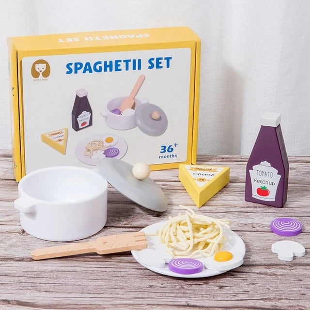Early Childhood Education Wooden Puzzle Simulation Kitchen Spaghetti Play Every Game Baby Interactive Toy Set