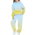 thumbnail image 3 of MKOSPLRT Unisex Kids Fleece 2 Piece Outfits Girls Boys Gradient Hooded Sweatshirt Jogger Sweatpants Sweatsuit Set with Pocket 4-15Y, 3 of 7