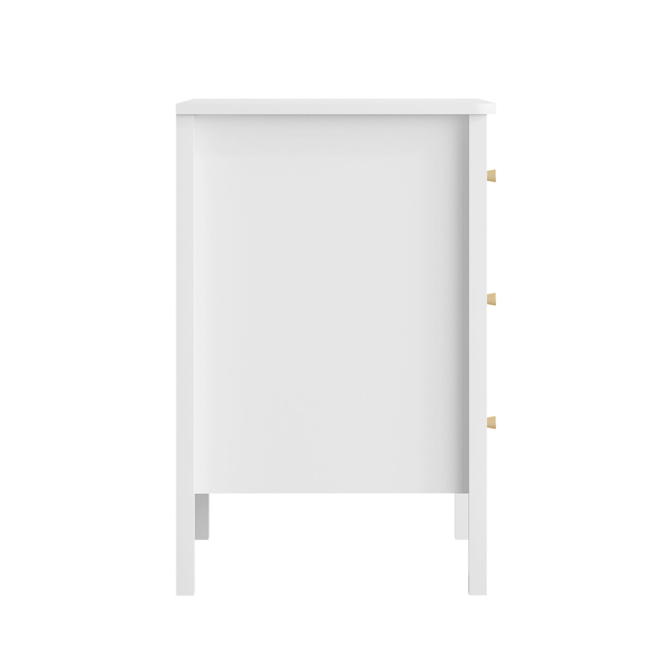 Noble House Modern 3 Drawer Dresser with Gold Knobs, Painted Wooden Storage Chest of Drawers for Nursery, White