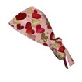thumbnail image 3 of Fgvctg Scrub Hats For Women Long Hair Head Covering Valentine's Day Love Heart Print Tie Back Adjustable One Size Romantic Date Night Scrub Caps Deep Red, 3 of 5