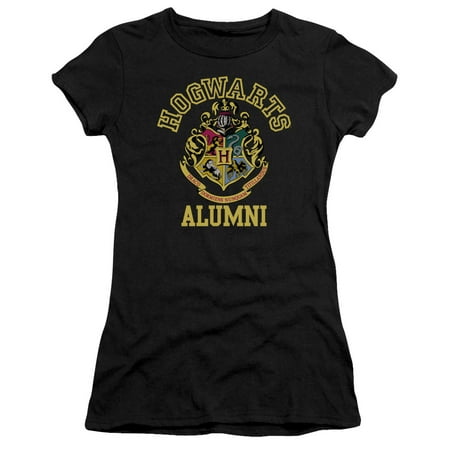 Juniors Black Short - Harry Potter Hogwarts Alumni Short Sleeve Junior Sheer Black