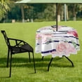 thumbnail image 7 of Coolnut 60" Floral Stripes Outdoor Round Tablecloth, Waterproof Stain-Resistant Non-Slip Circular Tablecloth with Umbrella Hole and Zipper for Tabletop Backyard Party BBQ Decor, 7 of 7