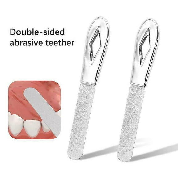 2PCS Stainless Steel Teeth File Tooth Grinding Tools Wisdom Tooth Sandpaper Stick Dental Correction Tools Tooth Alignment Silvery