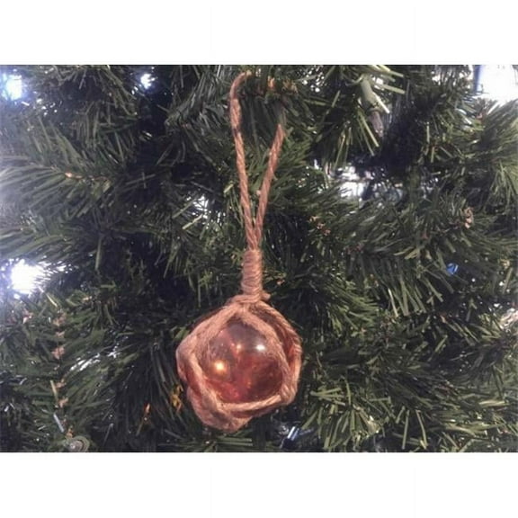 Handcrafted Model Ships  2 in. Orange Japanese Glass Ball Fishing Float Decoration Christmas Ornament