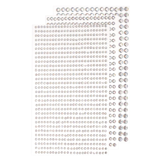 3064 Piezas 6 Hojas de Pegatinas de Strass 3/4/5 mm Gemas Autoadhesivas Brillantes para Manualidades, Blanco Claro