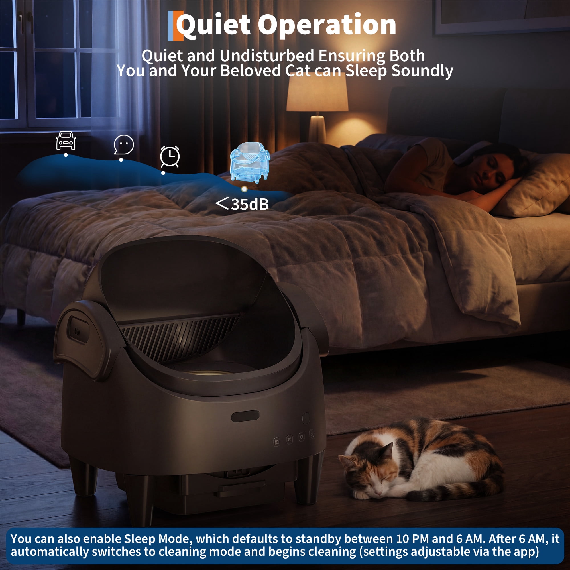 Roromall Self-Cleaning Cat Litter Box, Automatic Litter Box with Open-Top, 15-Layer Safety Protection System & Smart App Control, Cat Litter Box with Adjustable Entry Height & Odor Control