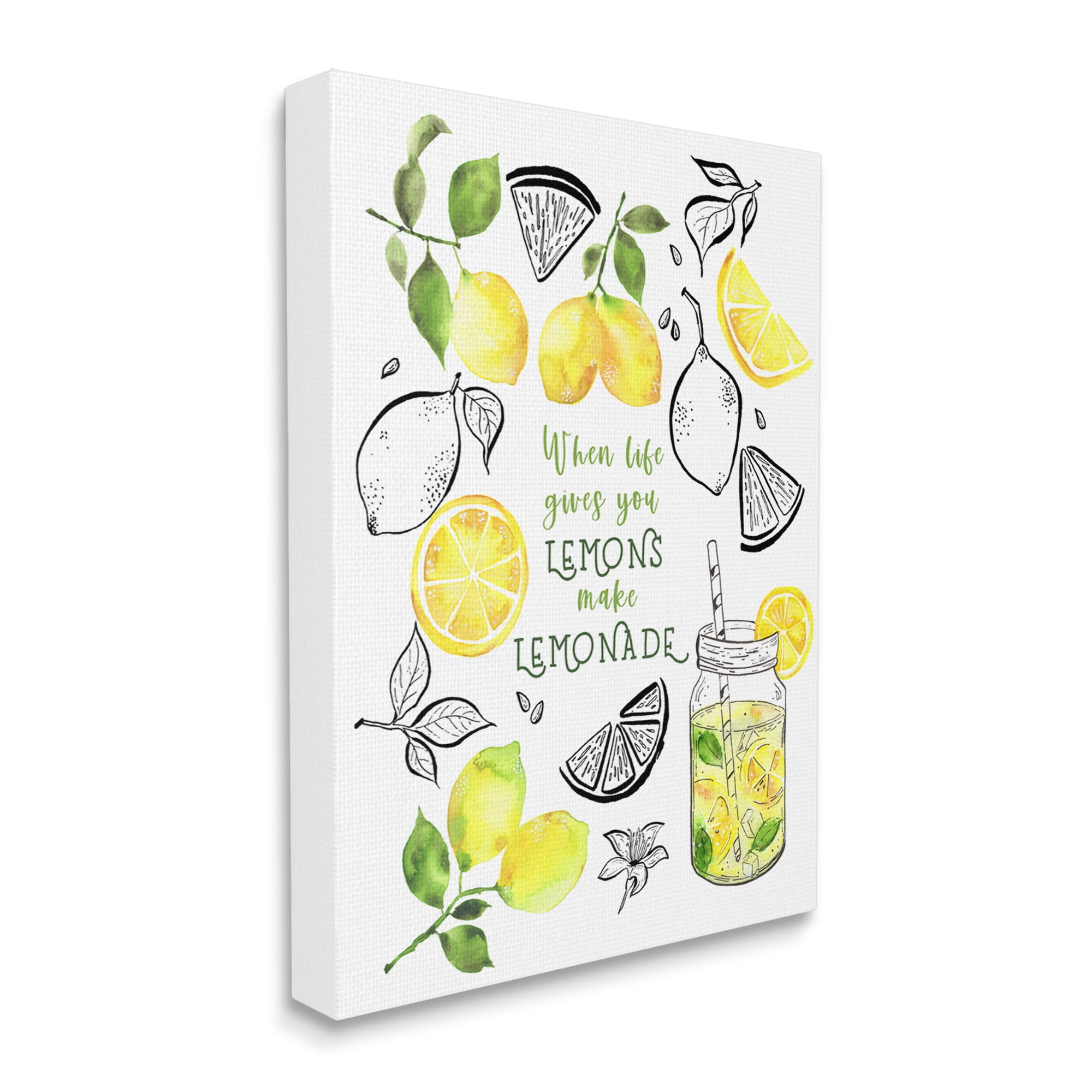 Stupell Industries Make Lemonade Kitchen Phrase Food & Beverage Painting Gallery Wrapped Canvas Art Print Wall Art, 30 x 40