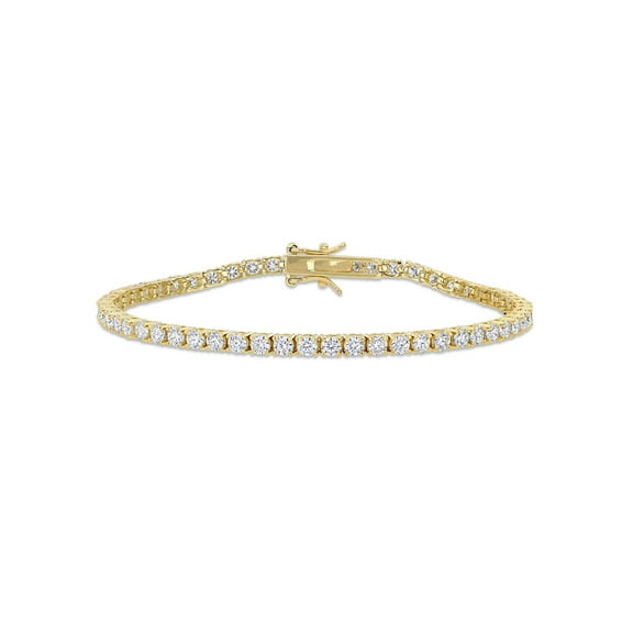 5.10 Carat (Ctw) Lab-Created Moissanite Tennis Bracelet in Yellow Plated Sterling Silver for Women