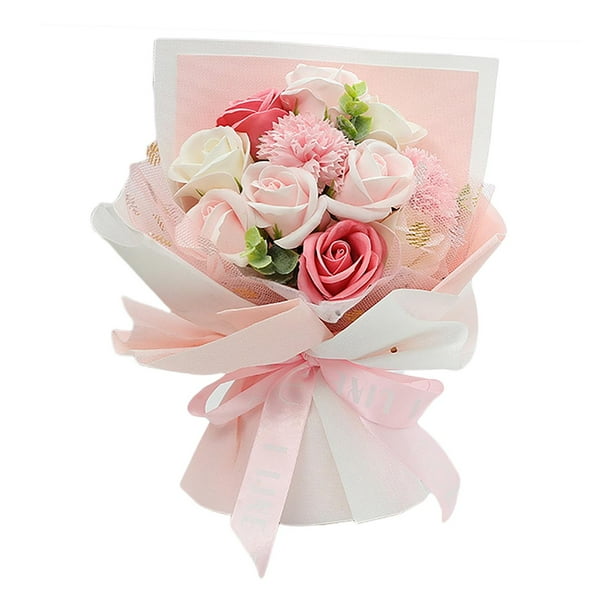 Ramo de flores de jabón de rosas artificiales, regalo de San Valentín, decoración floral para fiesta Rosa B
