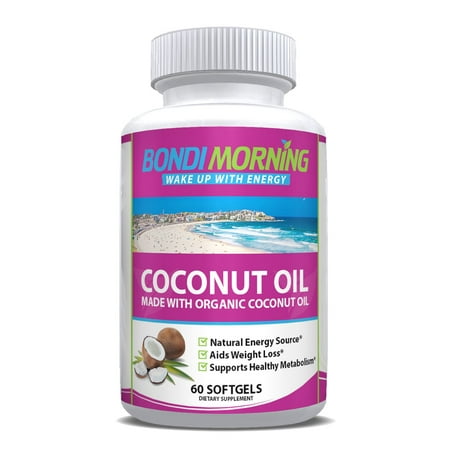Organic Coconut Oil Softgels 1000mg - 100% Extra Virgin Supplement, Healthy & Non-GMO Formula, Aids Natural Weight Loss, Hair Growth, Boosts Energy Levels, Rich MCT's Source - 60 (Best Supplements For Muscle Growth And Weight Gain)