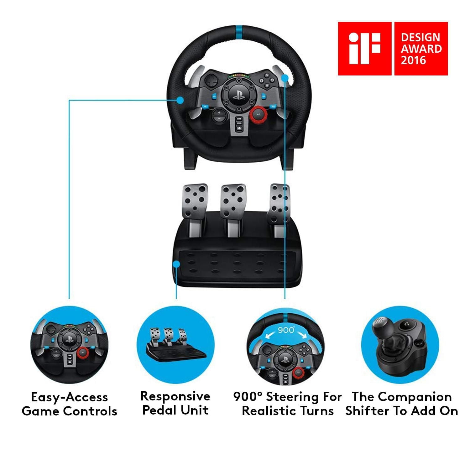 Logitech G29 Driving Force Racing Wheel and Floor Pedals for PS5