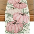 thumbnail image 5 of 13" * 48" Fall Pumpkin & Eucalyptus Leaves Printed Table Runner, Thanksgiving Decorative Tablecloth for Dining Table, TV Stand & Shoe Cabinet, Perfect Halloween & Thanksgiving Decorations, 5 of 8