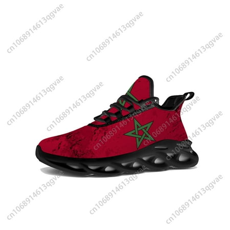 

Moroccan Flag Flats Sneakers Mens Womens Sports Morocco Shoes High Quality Sneaker Lace Up Mesh Footwear Tailor-made Shoe Black