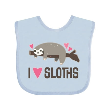 

Inktastic I Love Sloths Gift Baby Girl Bib