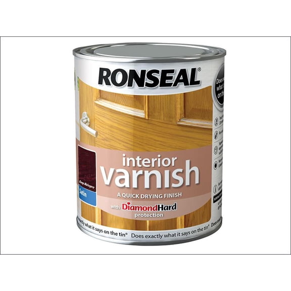 Ronseal - Interior Varnish Quick Dry Satin Deep Mahogany 750ml