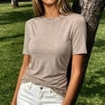 thumbnail image 5 of WHEANG Women's Crew Neck Ruched Short Sleeve Tops, Fashion Blouses Comfort Versatile Daily Outfit Summer Tops for Women, Solid Color Casual T Shirts for Women(Color Red Size 2XL), 5 of 7