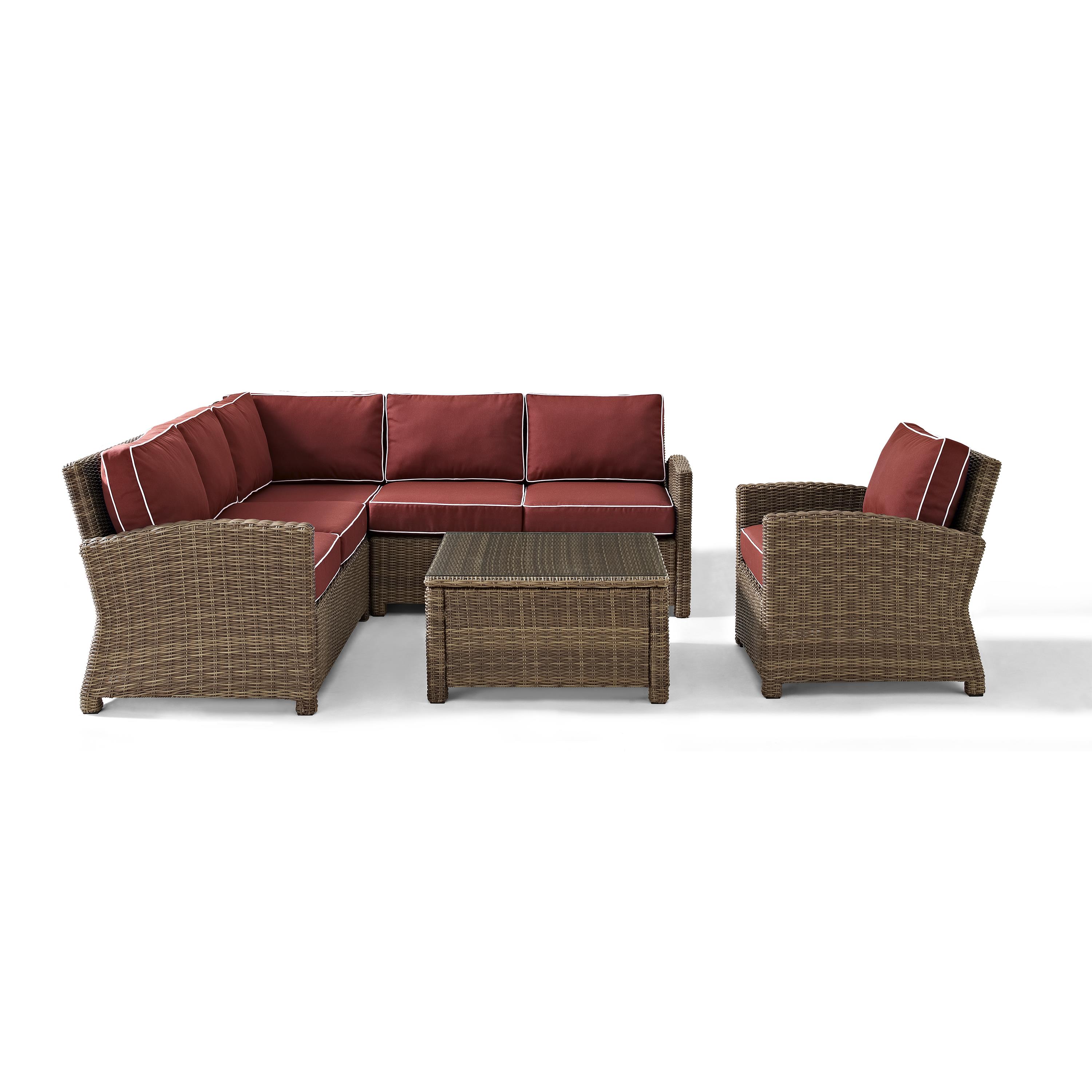 Crosley Furniture Bradenton 5 Pc Fabric Patio Sectional Set in Sangria Red - image 5 of 10
