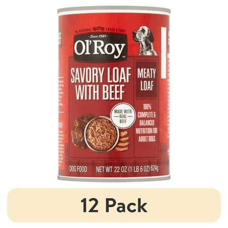 (12 pack) Ol' Roy Savory Loaf with Beef Wet Dog Food, 22 oz