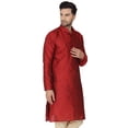 thumbnail image 6 of SKAVIJ Men's Indian Art Silk Top Casual Long Shirt Regular Fit Outfit (x-Large, Red), 6 of 6