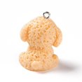 thumbnail image 2 of Opaque Resin Pendants 3D Dog Charms with Platinum Tone Iron Loops PeachPuff 30x22.5x23mm Hole: 2mm, 2 of 3