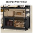 thumbnail image 6 of Bakers Rack with Power Outlet and LED Light, Coffee Bar with Coffee Pod Holder, Kitchen Microwave Stand with Storage Shelves, Cabinet, Wire Basket, 8 Hooks, Classic Black, 6 of 7
