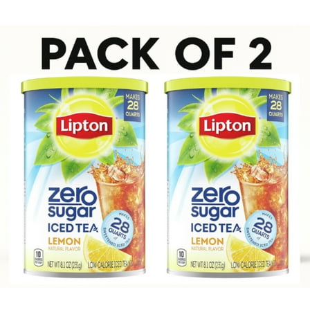 Lipton Diet Zero Sugar Lemon Iced Tea Mix, 28 QT Each, Pack of 2 | Makes 56 Quarts, Low Calorie for Health
