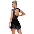 thumbnail image 4 of SiiRoh Women Lyrical Dance Dress Rhinestone Figure Skating Dresses Sleeveless Ballet Dancewear Black L, 4 of 6