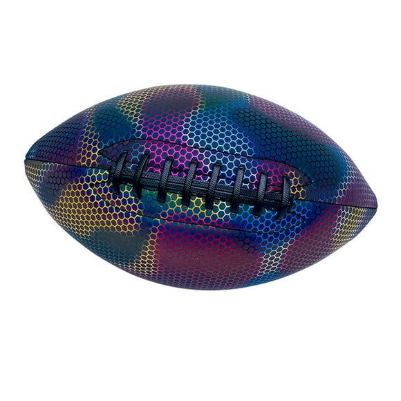 Pelota de rugby luminosa para uso en juegos y ejercicios. Correa negra