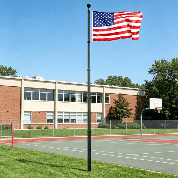 25FT Telescoping Flagpole Kit, 3 Display Modes with 3x5 American Flag & Professional Accessories, Black