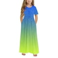 thumbnail image 5 of Isvgxsz New Easter Dresses for Girls Short Sleeve Gradation Kids Dresses Girls Crewneck a Line Dresses for Kids with Pocket Cozy New Style Long Dresses for Girls Beach Dresses Green 11-12 Years(160), 5 of 10