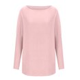 thumbnail image 5 of Elvqul Tops for Women Plus Size Pink Long Sleeve Tshirt Tops for Women Trendy Solid Loose Round Neck Tops, 5 of 7