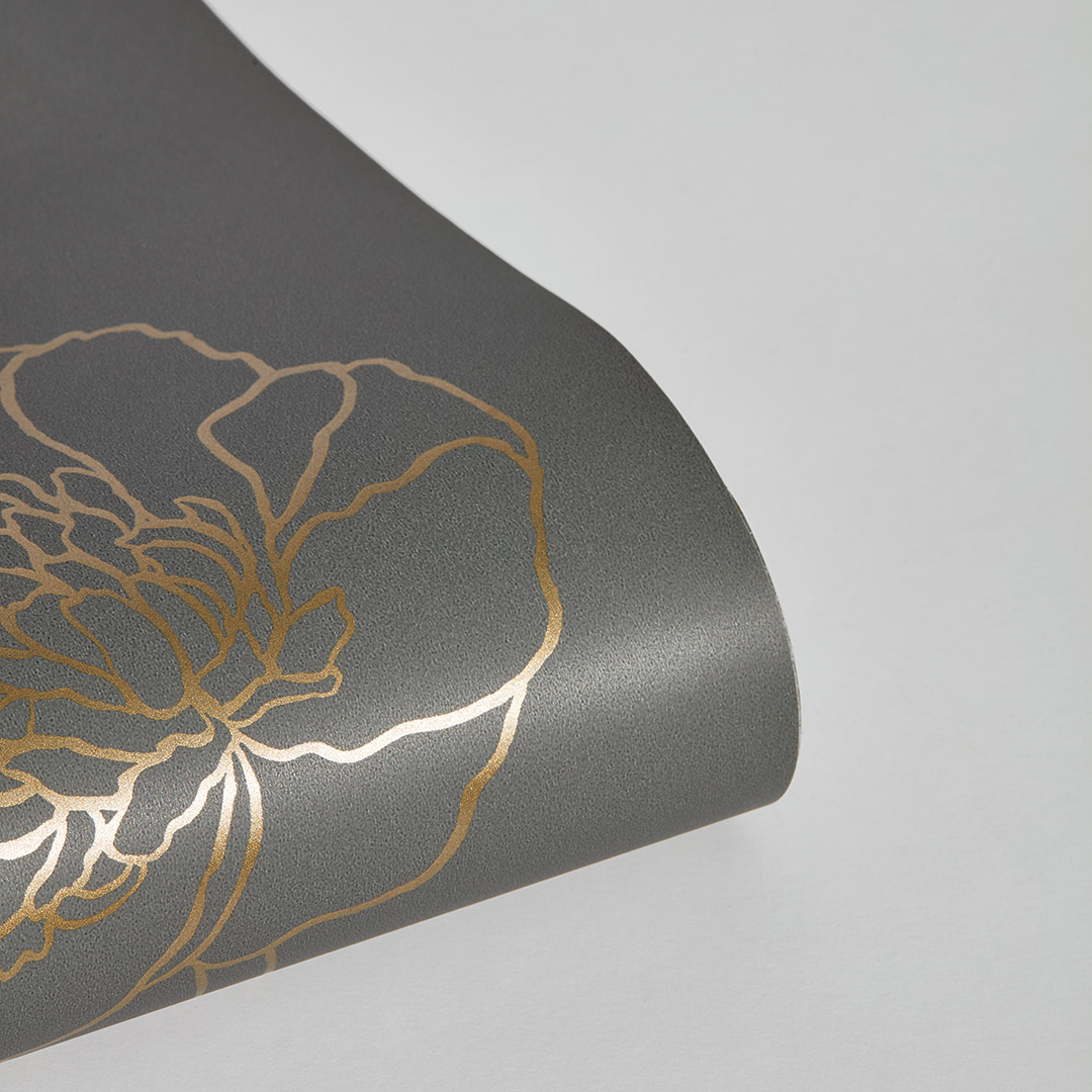 Tempaper Peonies Metallic Gold and Noir Floral Peel and Stick Wallpaper, 20.5" x 16.5'