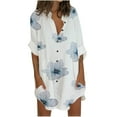 thumbnail image 1 of EQWLJWE Robes d'Été pour Femmes 2023 Robe Chemise Courte Mini Robe Manches 3/4 Imprimé Patchwork Couleur Chemise Maxi Robes pour Femmes 2023, 1 of 5