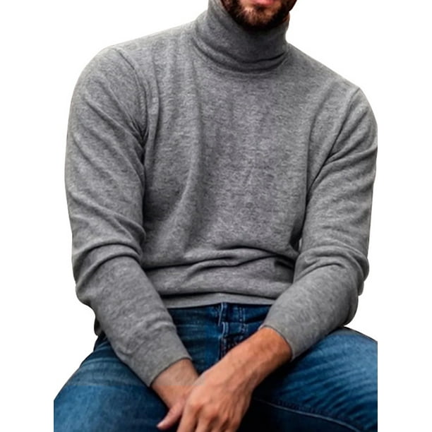 Men Knitted High Neck Pullover Long Sleeve Winter Turtleneck Slim Fit Tight Knit Shirt Jumper Knitwear Walmart Com
