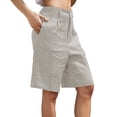 thumbnail image 2 of Amazhiyu Womens Pure Linen Summer Casual High Waisted Bermuda Shorts for Lounge Beach, 2 of 7