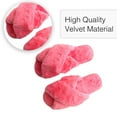 thumbnail image 3 of U-slide Women’s Cross Band Soft Plush Fluffy Furry Fleece House Indoor or Outdoor Ladies’ Slide Slippers, Pink, 5-6, 3 of 7