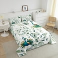 thumbnail image 4 of Kawaii Animal Twin Bedding Sets Cute Peacock Comforter Set, Cartoon Wildlife Bedding Comforter Sets Green Leaf Duvet Insert, Spring Plant Down Comforter Bedroom Decor, 4 of 6
