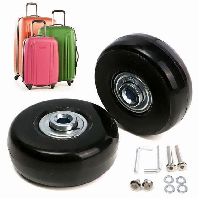 Roues de Remplacement pour Valise Roues en Caoutchouc Roues de Remplacement pour Chariot Roues Rigides avec 1 Paire de Roulements à Billes de 6 mm Kit de Pièces de Rechange Noir