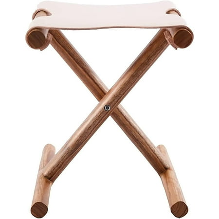 MSYMY Folding Chair for Outside Wooden cowhideCamping Chair, Portable