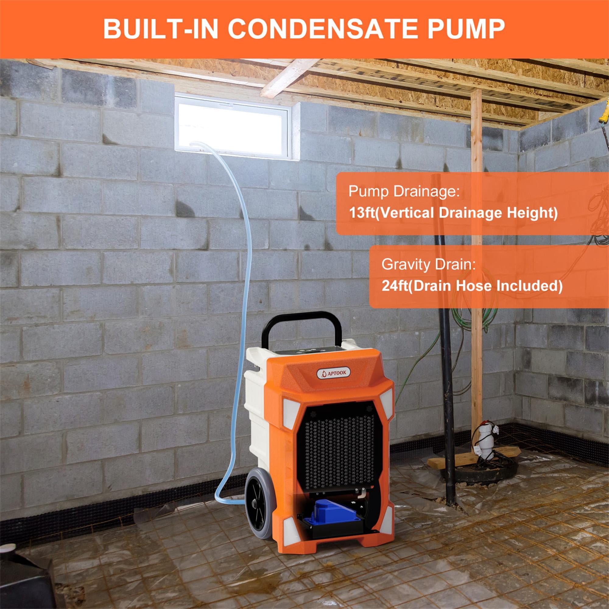 APTOOK 190 Pints Commercial Dehumidifier with Pump, Dehumidifier for Basements, Large Industrial Dehumidifier with Drain Hose, up to 7,500 Sq. Ft, Intelligent Control, 24 Hour Timer