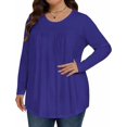 thumbnail image 4 of Womens Plus Size Tops Long Sleeve Shirts Pleated Crew Neck Tunic Casual Loose Dressy Blouse Shirts, 4 of 4