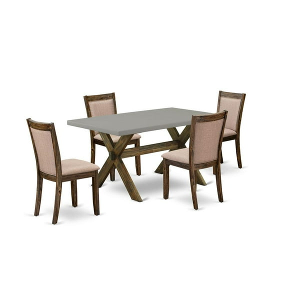 X796MZ716-5 5Pc Dining Set - Rectangular Table and 4 Parson Chairs - Multi-Color Color