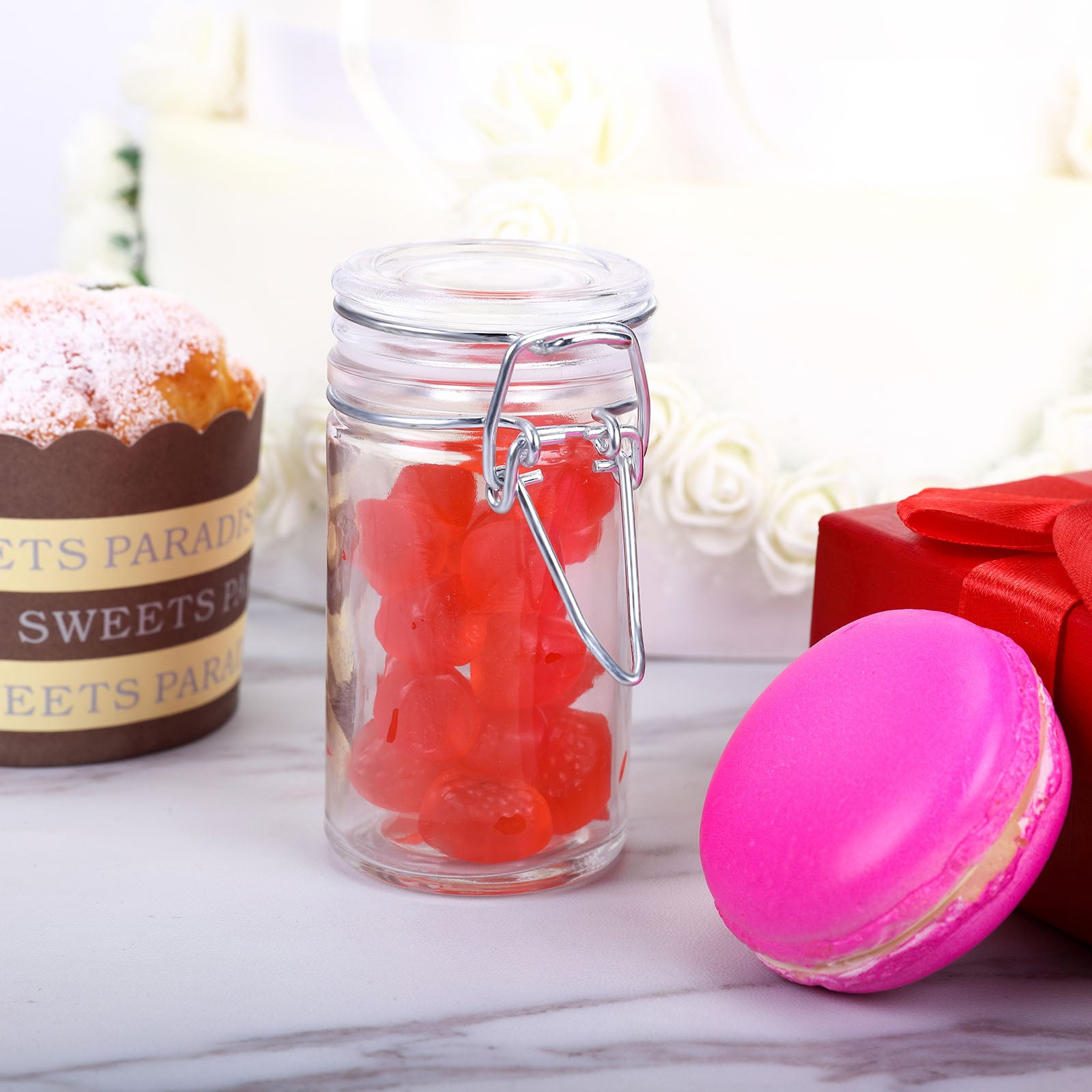 Embossed Glass Candy Jar with Lid set of 2 Colorful Decorative Jewelry Box  Wedding Candy Buffet Jar Kitchen Storage Jar for Bathroom, Pantry, Office,  Red Purple - Yahoo Shopping