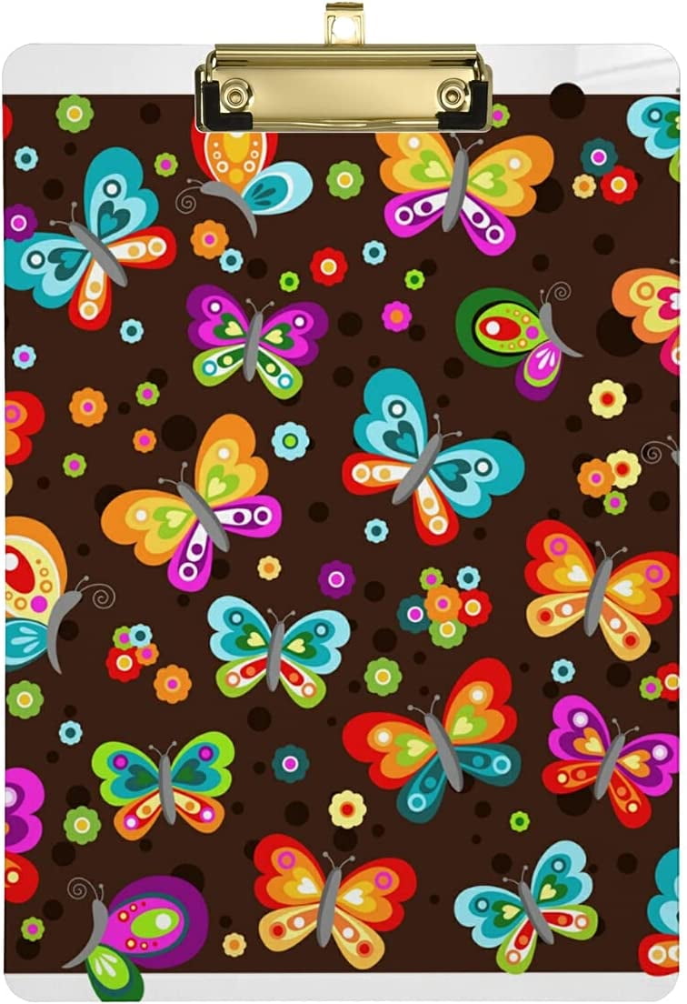 FMSHPON Colorful Butterfly Clipboard Hardboard Wood Nursing Clip Board