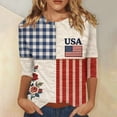 thumbnail image 3 of KDDYLITQ United States 250th Anniversary Shirts for Women Summer 250th Birthday Crew Neck Blouses 4th July Printed Independence T-Shirts National Flag Print Cute 3/4 Sleeve Tops Deep Red M, 3 of 6
