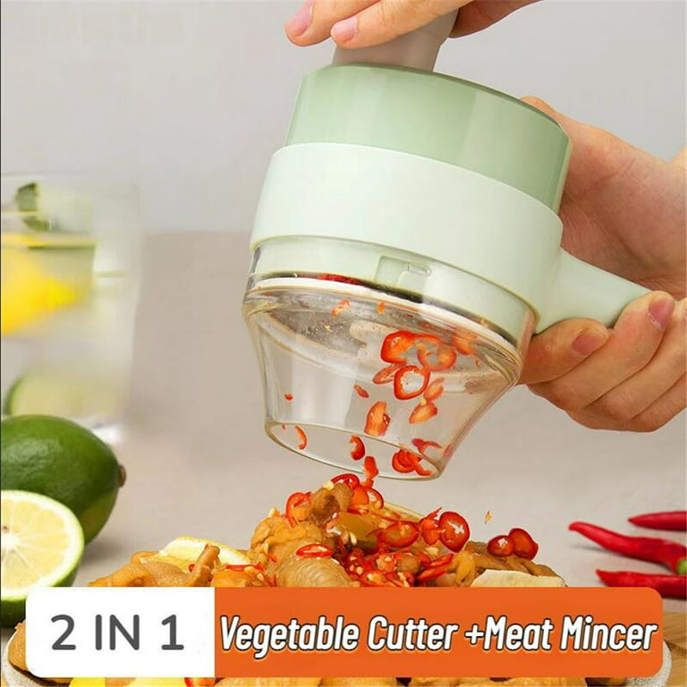 4 In 1 Electric Chopper Vegetable Cutter Set, Lychee Handheld Portable  Vegetable Garlic Slicer with Container for Kitchen 