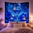 thumbnail image 2 of Blue Rose Wine Glass Surrounded By Sparkles, Romantic Gothic Style for Flower Lovers, Floral Wall Art, Valentine's Day Gift Tapestry Wall Hanging for Bedroom and Dining Room, 2 of 7